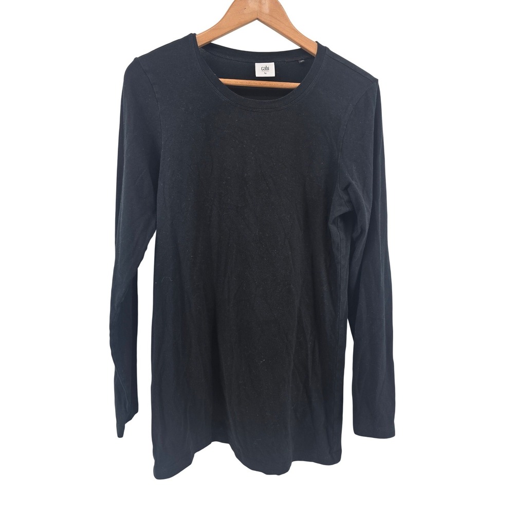 Cabi Long Sleeve Tee Women Large Black 3059 Cotton Spandex Stretch Crew Neck